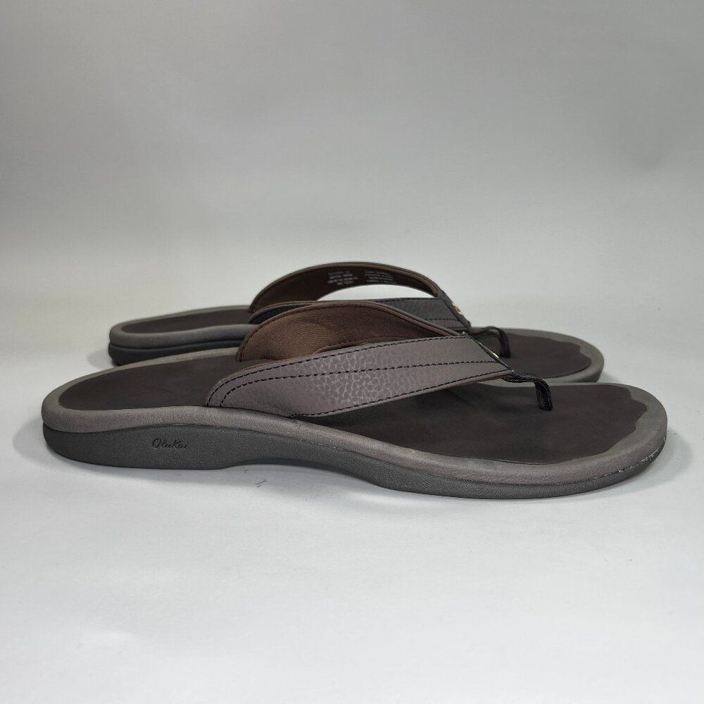 OluKai Ohana Sandals Women's Size 10 Brown Leather Beach Toe Post Flip Flops